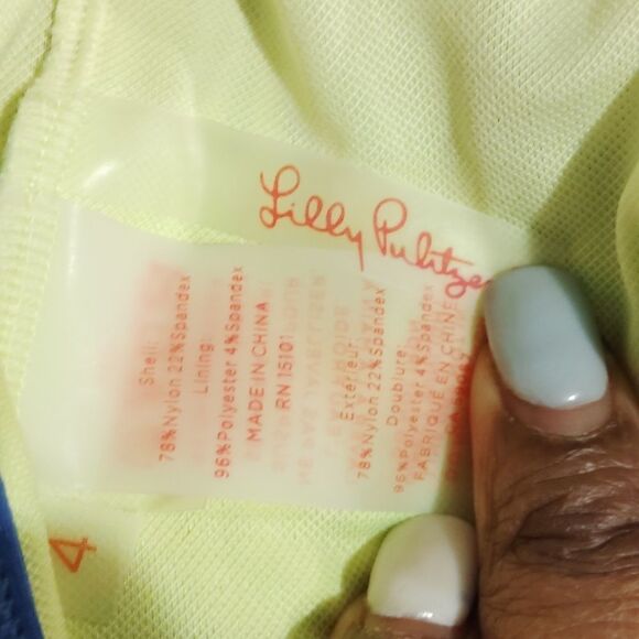 Seashell l Print One-Piece Swimsuit with Navy Trim - Picture 3 of 3